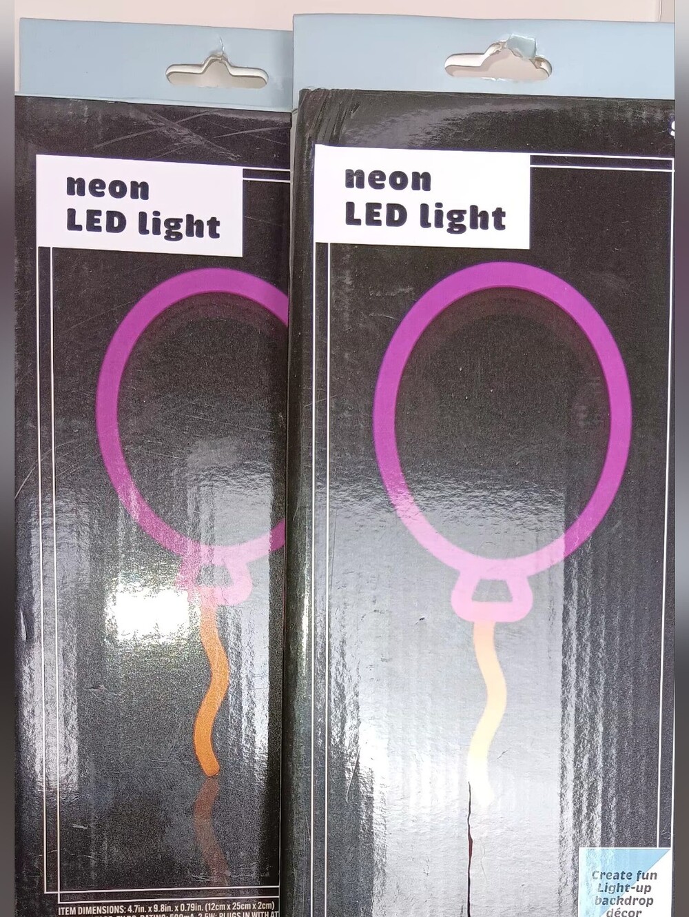 Neon LED Light Balloon Wall Decor - Purple and Orange 2 Piece Set.